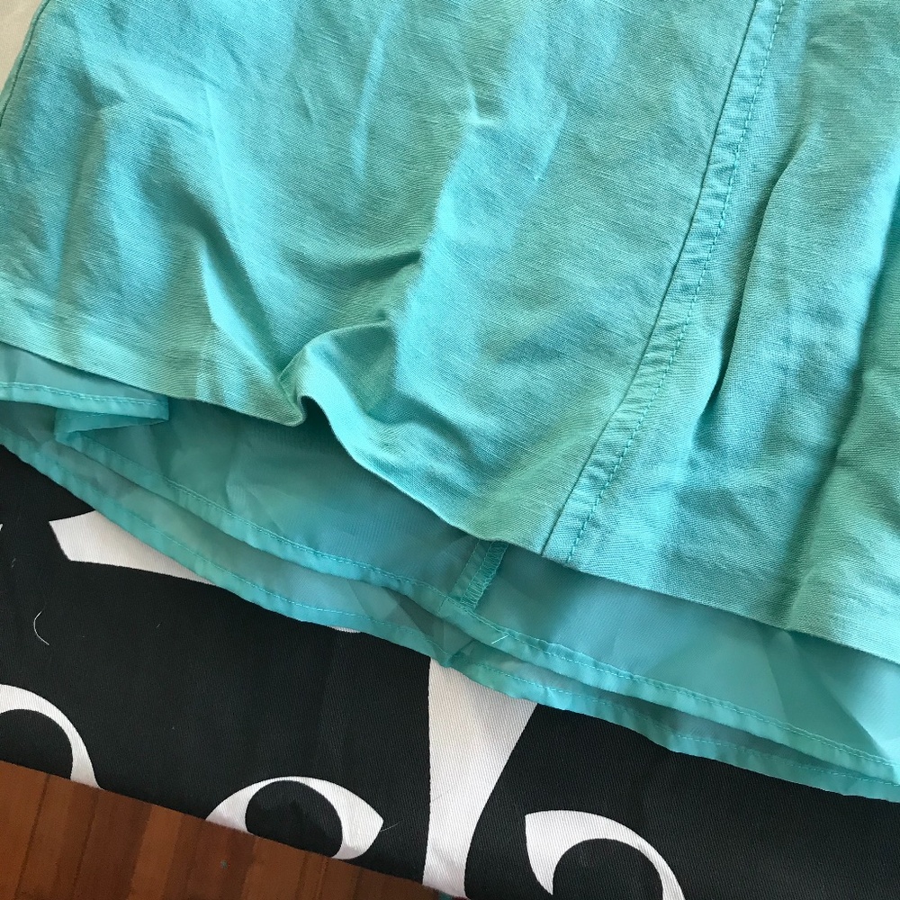 Linen Teal Turquoise Knee Length Skirt Kasper 16W - Picture 2 of 9